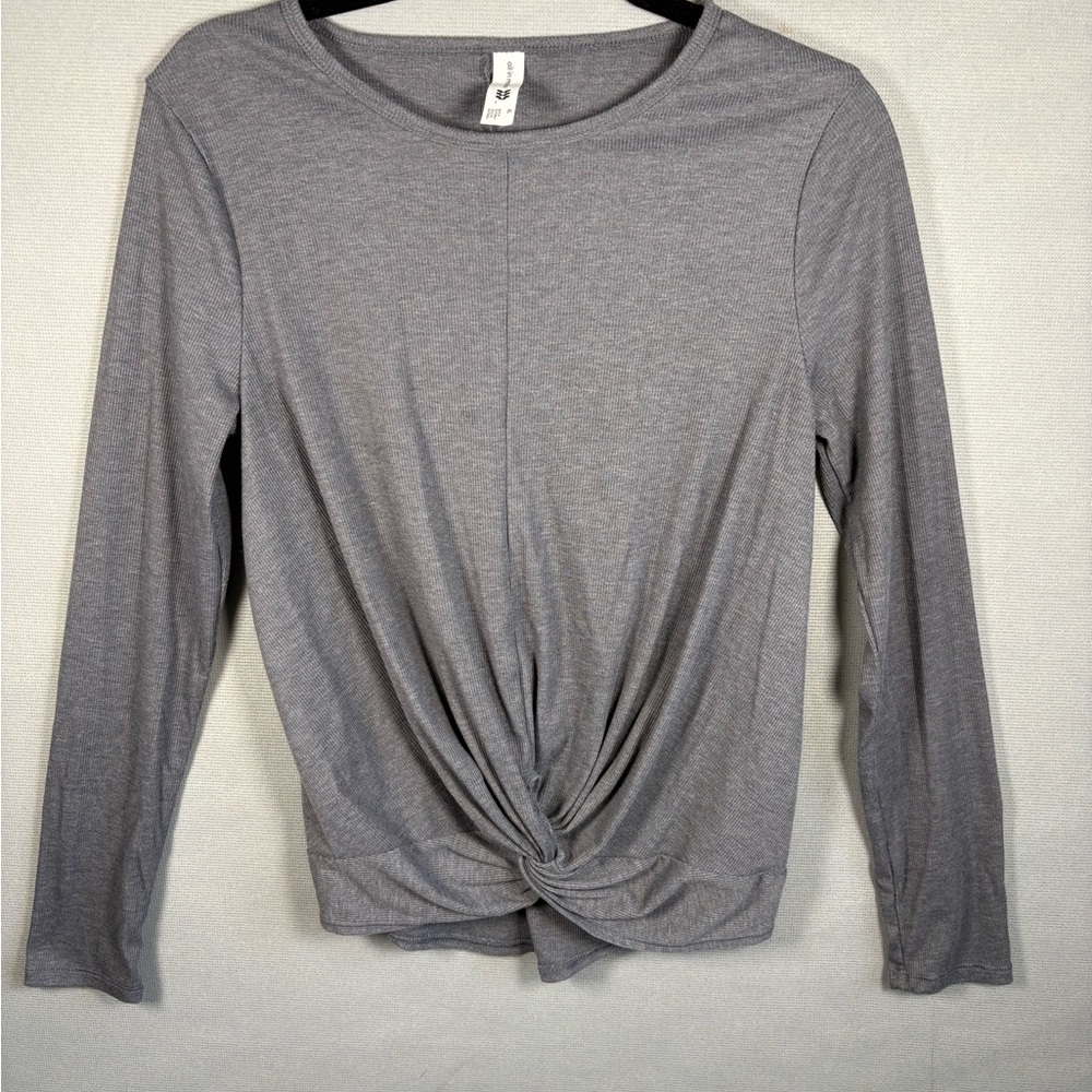 All in Motion Heather Gray Long Sleeve Knot Top
